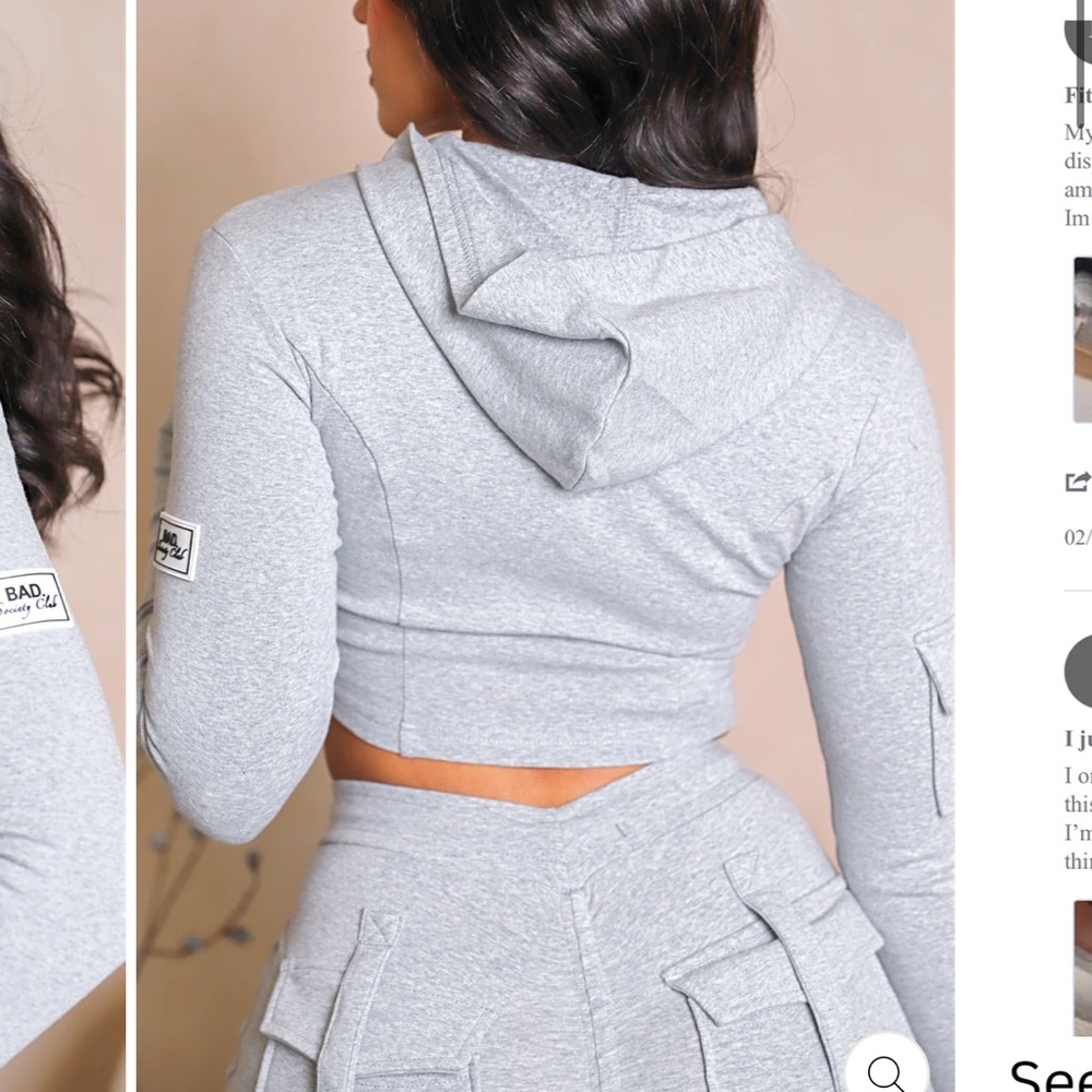 Ella Corset Hoodie - Light Gray Women's Zip-Up Sweater - Picture 3 of 3